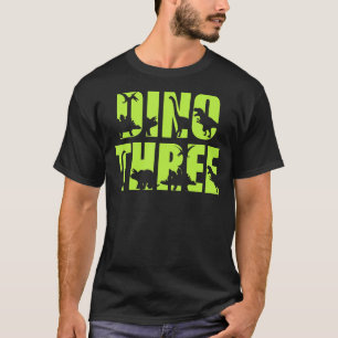 Dino Three Dinosaur Rex Happy 3rd Birthday 3 Years T-Shirt