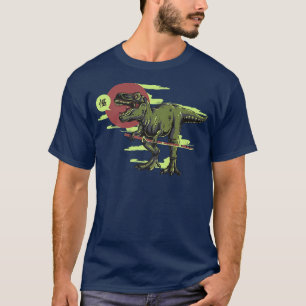 Dino TRe Samurai With Katana Cool Kanji Anime T-Shirt