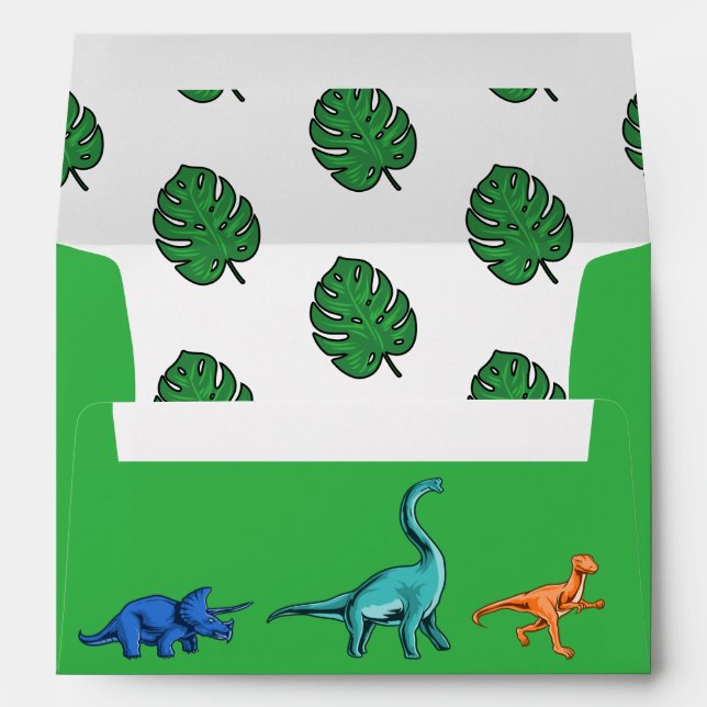 Dino Trex Jurassic Boy Dinosaur Birthday Envelope (Back (Bottom))