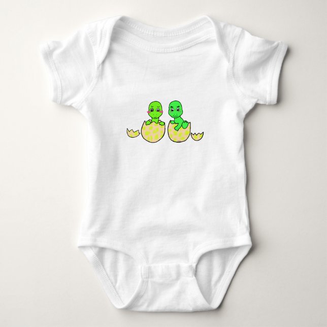 Dino twins baby bodysuit (Front)