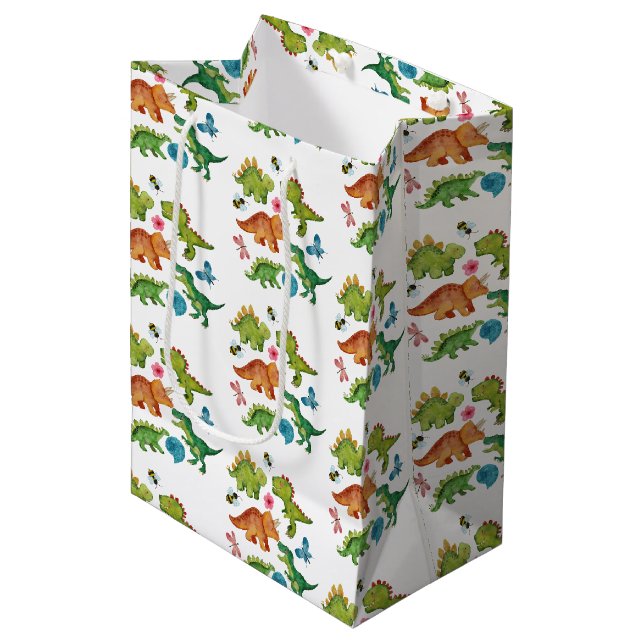 Dino Two rex 2nd boy Dinosaur birthday party Medium Gift Bag (Front Angled)