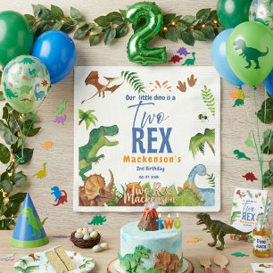 Dino Two rex 2nd boy Dinosaur birthday party Napkin