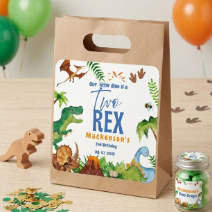 Dino Two rex 2nd boy Dinosaur birthday party Square Sticker