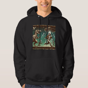 Dino UFO Selfie: Vintage Panic (Men's Hoodie) Hoodie
