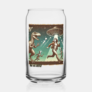 Dino UFO Selfie: Vintage Panic (Mug, glass, cup) Can Glass