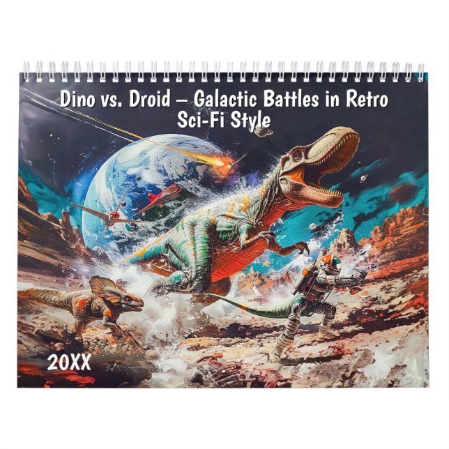 Dino vs. Droid – Galactic Battles in Retro Sci-Fi  Calendar (Cover)