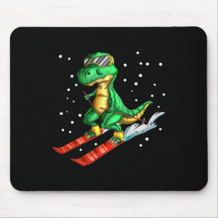 Dino With Ski Goggles Skier Dinosaur T-rex Skiing  Mouse Mat