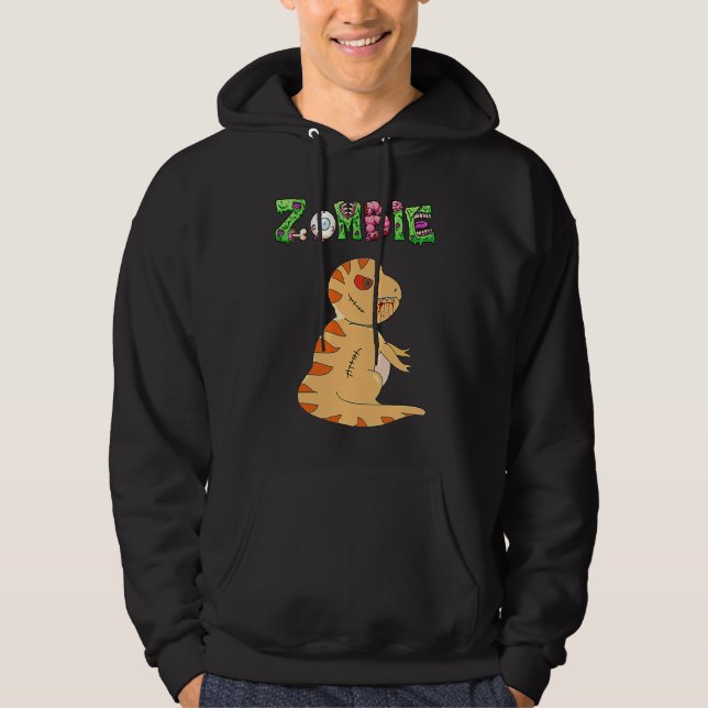 Dino Zombie  Humor Halloween Hoodie (Front)