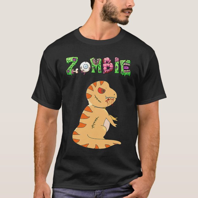 Dino Zombie  Humor Halloween T-Shirt (Front)