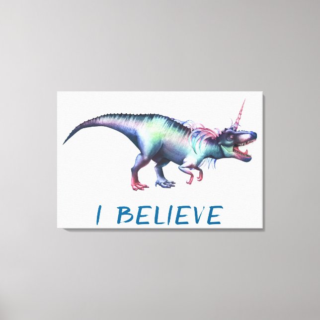 Dinocorn Believe | Fantasy Roar Unisaur Colourful Canvas Print (Front)