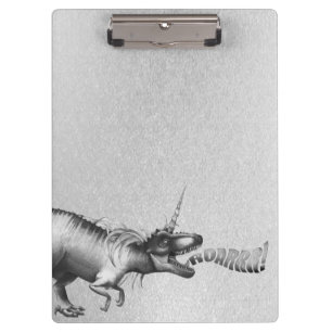 Dinocorn Chrome Silver Unicorn Horned Dinosaur Clipboard