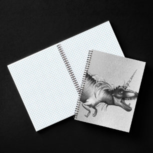 Dinocorn Chrome   Silver Unicorn Horned Dinosaur Notebook