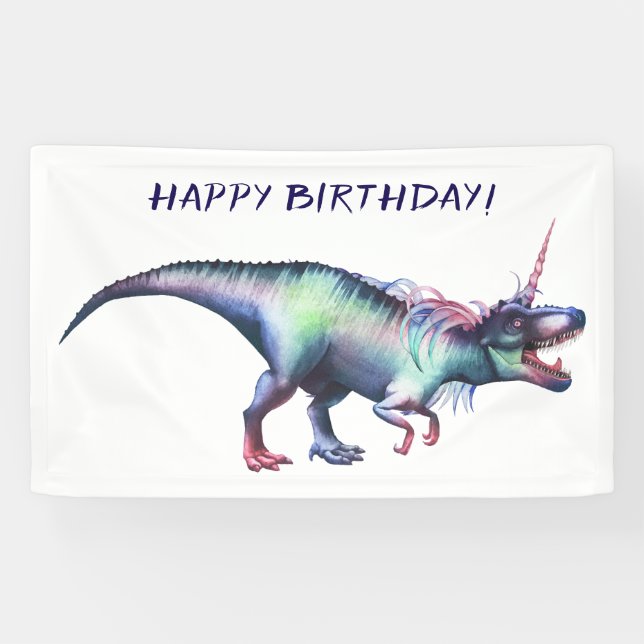 Dinocorn Colourful Party | Magical Unicorn Dinosau Banner (Horizontal)