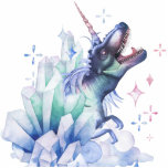 Dinocorn Crystal Dinosaur Unicorn Fantasy Unisaur Photo Sculpture Decoration<br><div class="desc">Mystical watercolor pastel Dinocorn Unisaur is a fantasy hand-painted Tyrannosaurus Rex with mythical unicorn horn and majestic mane. The prehistoric creature is featured in a roaring profile T-Rex dinosaur with a unicorn horn in a very appealing muted rainbow palette with a faux sheen and sparkle accents. The colourful dino-corn (or...</div>