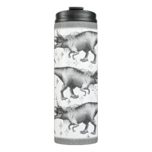 Dinocorn Silver Pattern Fantasy Black and White Thermal Tumbler