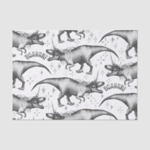 Dinocorn Silver Pattern Fantasy Black and White Tissue Paper