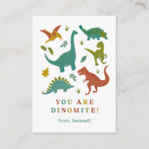 Dinomite Dinosaur Classroom Valentine Card