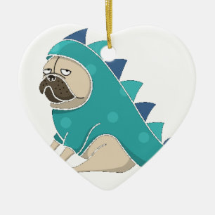 dinopug ceramic tree decoration