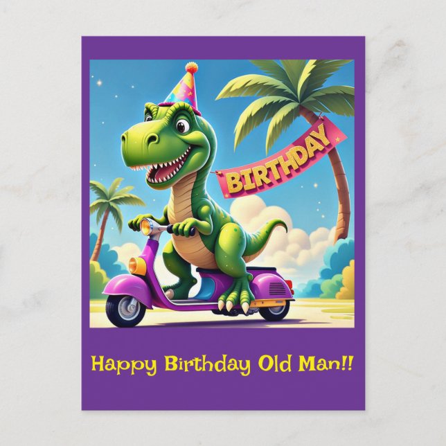 " DINO'S BIRTHDAY JOYRIDE " POSTCARD (Front)