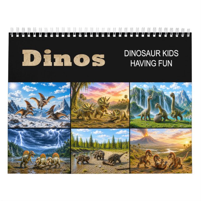 Dinos – Dinosaur Kids Having Fun  Calendar (Cover)