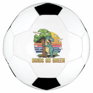 Dinos Go Green – Retro Eco Dinosaur Design Football