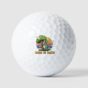 Dinos Go Green – Retro Eco Dinosaur Design Golf Balls