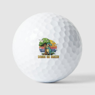 Dinos Go Green – Retro Eco Dinosaur Design Golf Balls
