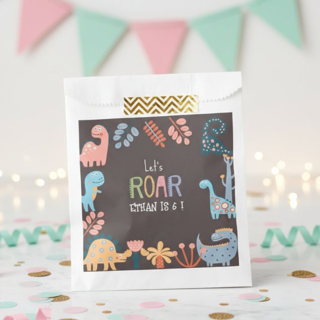 Dinos let's roar kids birthday favour bags (Creator Uploaded)