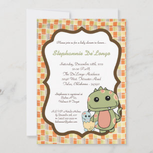 Dinos Play Dinosaurs T Rex Baby Shower Invitation