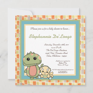 Dinos Play Dinosaurs T Rex Baby Shower Invitation