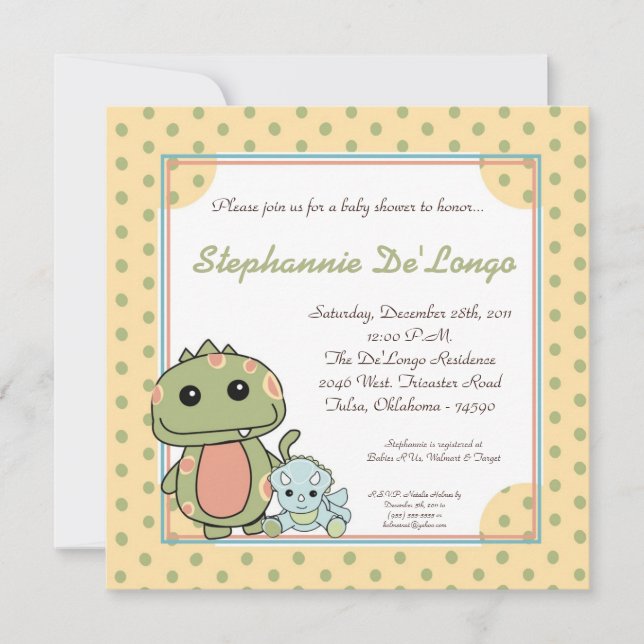 Dinos Play Dinosaurs T Rex Baby Shower Invitation (Front)