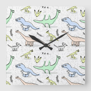 Dinos Square Wall Clock