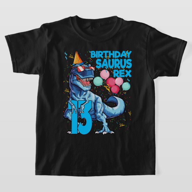 Dinosaur 13th Birthday T Rex 13 Year Old BIRTHDAYS T-Shirt (Laydown)