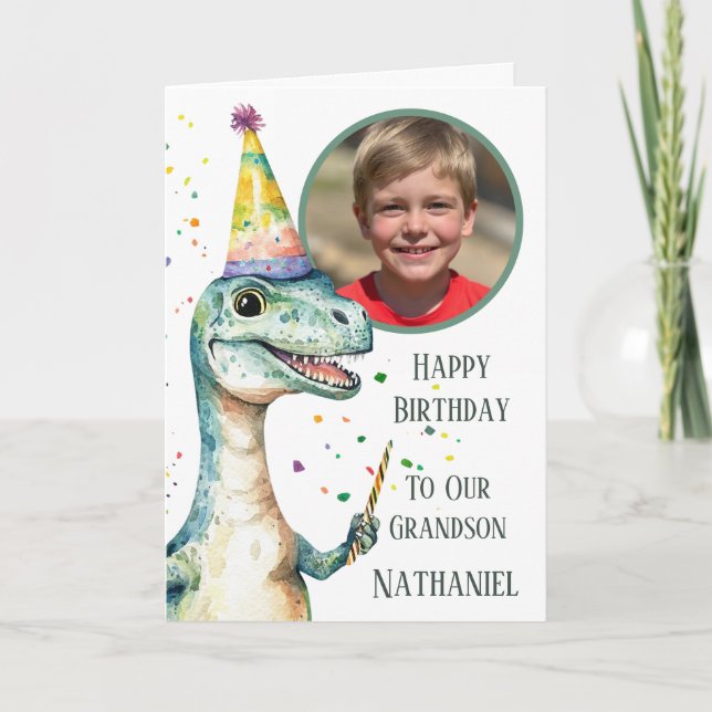 Dinosaur 1 Photo Aperture Birthday Card (Front)