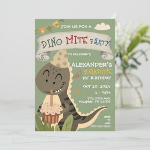 Dinosaur 1st 2nd 3rd 4th 5th 6th 7th 8th Birthday Invitation