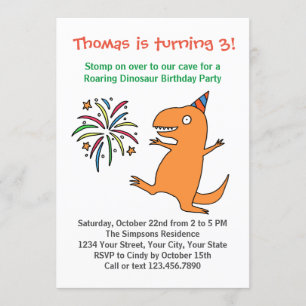Dinosaur 1st 2nd 3rd Boy Birthday Party Invitation