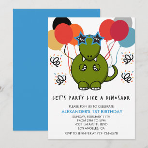 Dinosaur 1st birthday invitations like a dinosaur