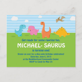 Dinosaur 1st Birthday Invite