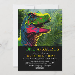 Dinosaur- 1st Birthday jungle Party Invitation