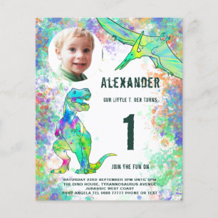 Dinosaur 1st Birthday Party Budget Flyer
