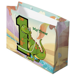 Dinosaur 1st Birthday Party Custom Large Gift Bag
