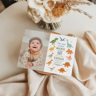 Dinosaur 1st Birthday Party | Cute Prehistoric  Invitation