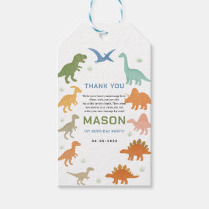 Dinosaur 1st Birthday Party   Cute Prehistoric Kid Gift Tags