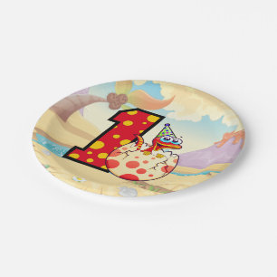 Dinosaur 1st Birthday Party Paper Plate