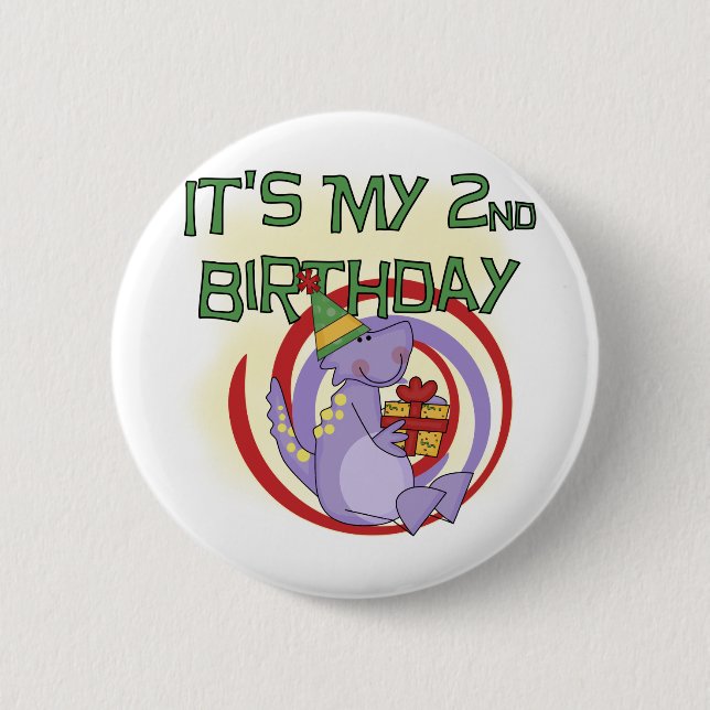 Dinosaur 2nd Birthday Tshirts and Gifts 6 Cm Round Badge (Front)
