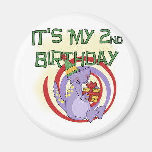 Dinosaur 2nd Birthday Tshirts and Gifts Magnet