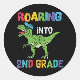 Dinosaur 2nd Grade Back to School Kids Gift Classic Round Sticker