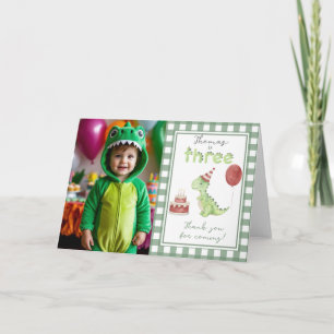Dinosaur 3 Third Birthday thank You Card