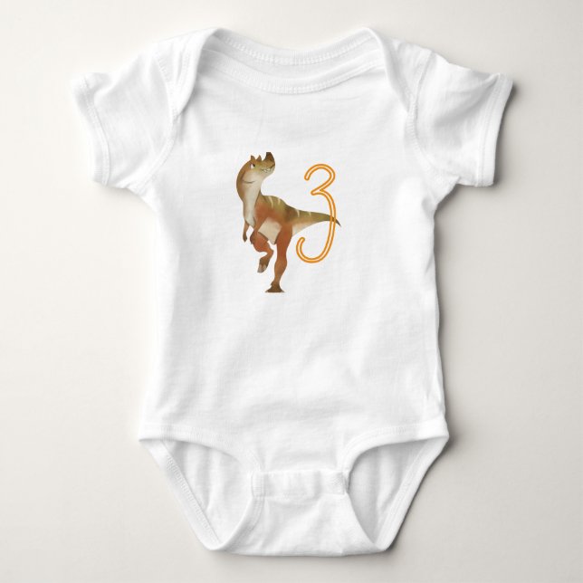 Dinosaur 3rd birthday    baby bodysuit (Front)