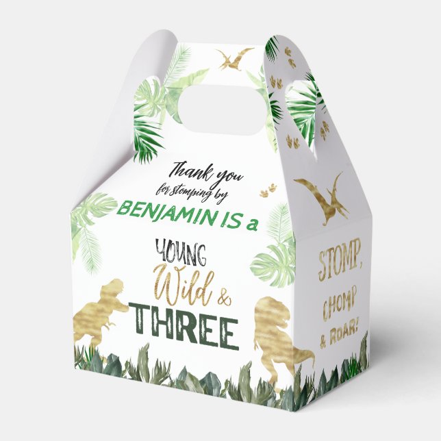 Dinosaur 3rd Birthday boy Party Favour Box (Front Side)